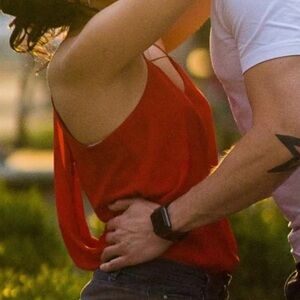 Express Bright Red V Neck, Flowy Tank